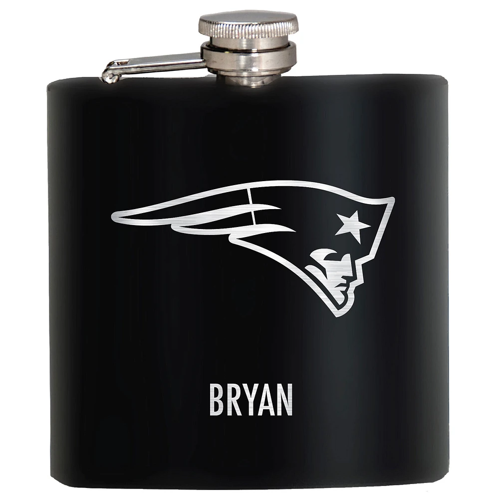 Black New England Patriots 6oz. Personalized Stealth Hip Flask