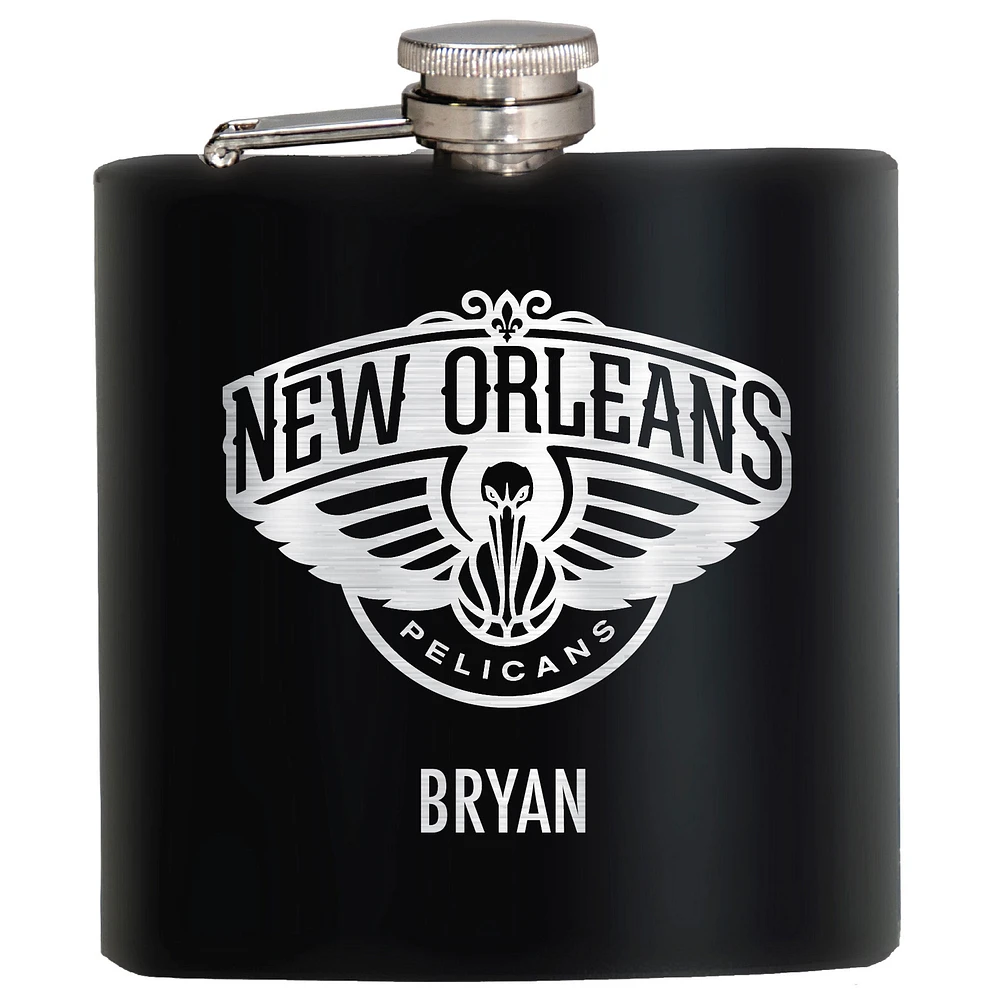 Black New Orleans Pelicans 6oz. Personalized Stealth Hip Flask