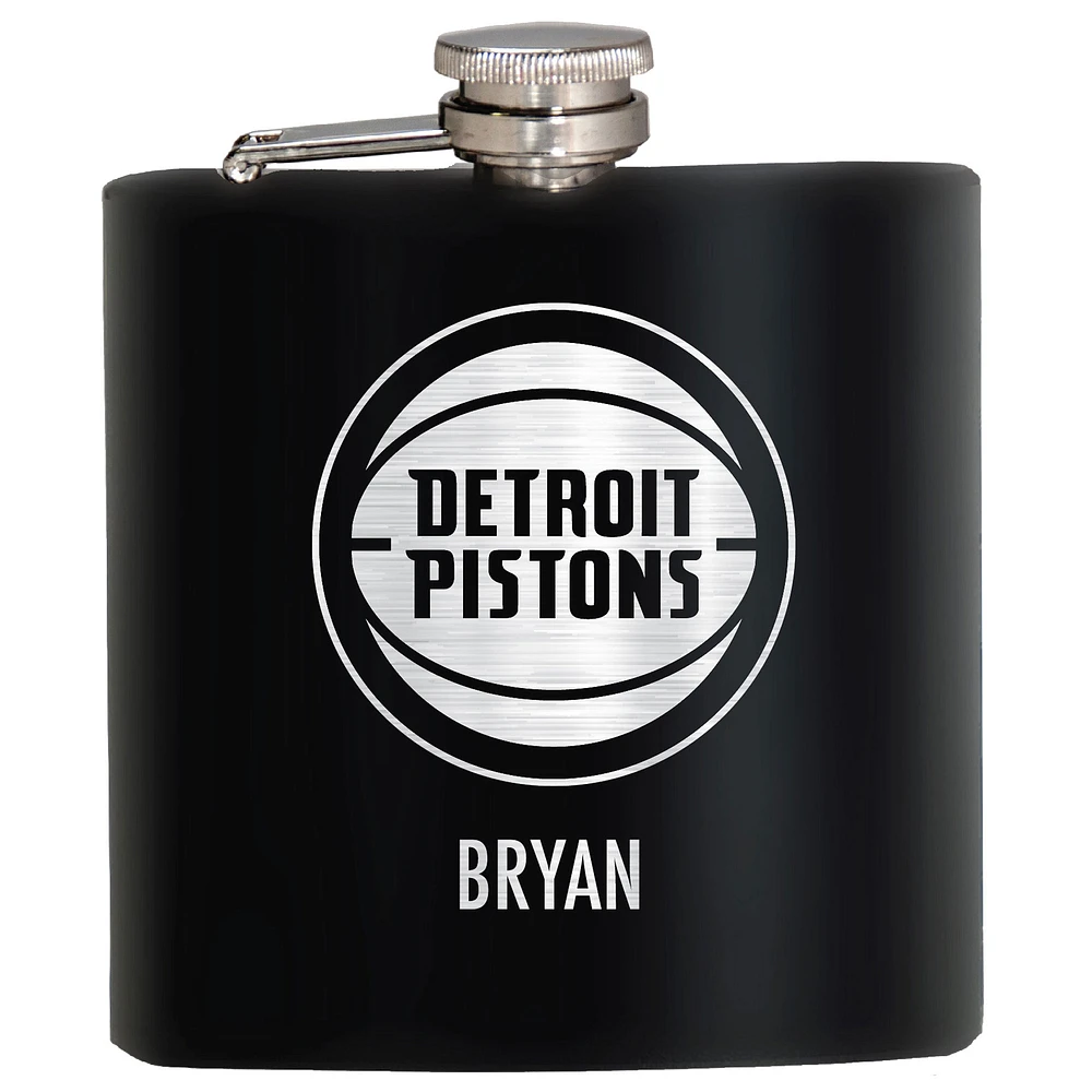 Black Detroit Pistons 6oz. Personalized Stealth Hip Flask