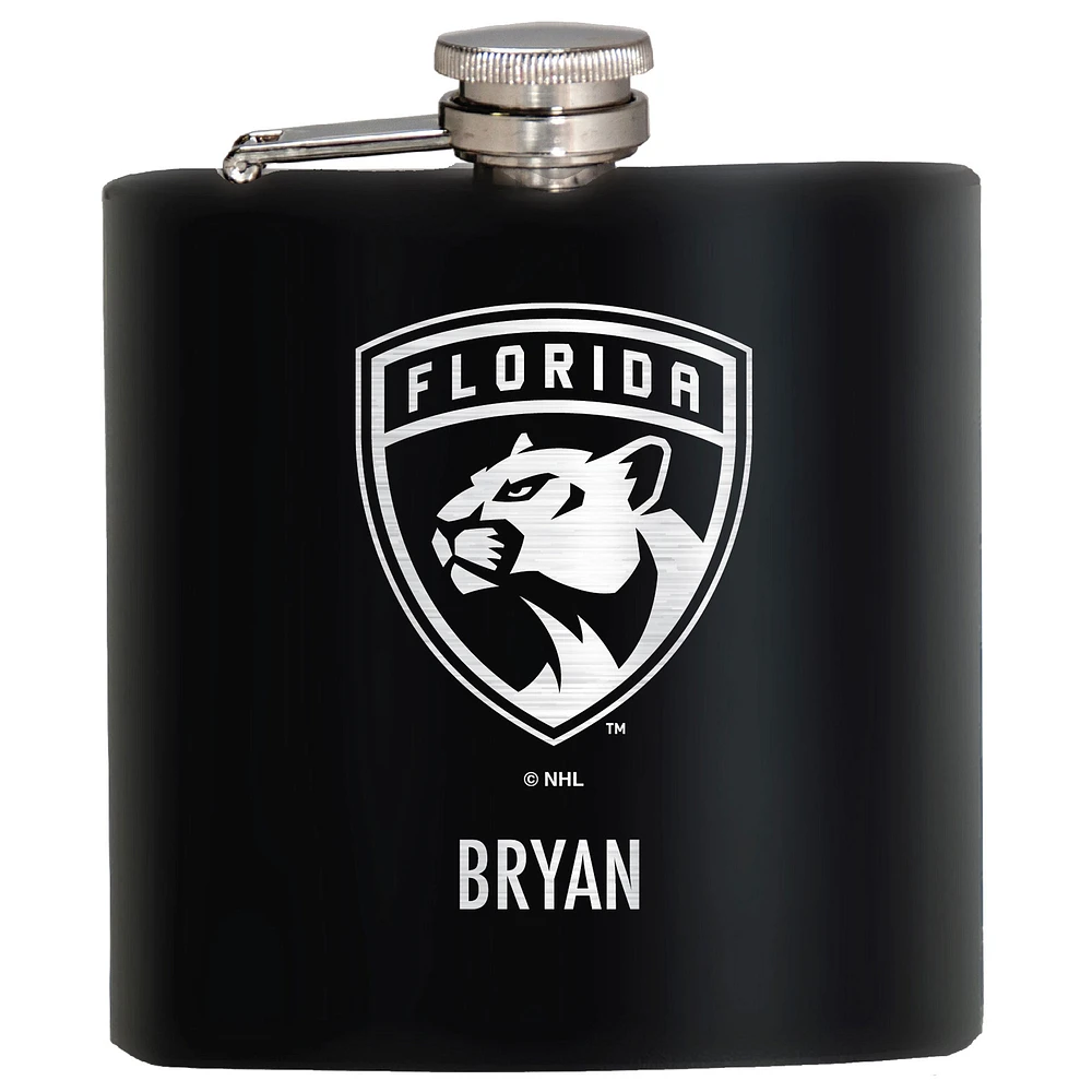 Black Florida Panthers 6oz. Personalized Stealth Hip Flask