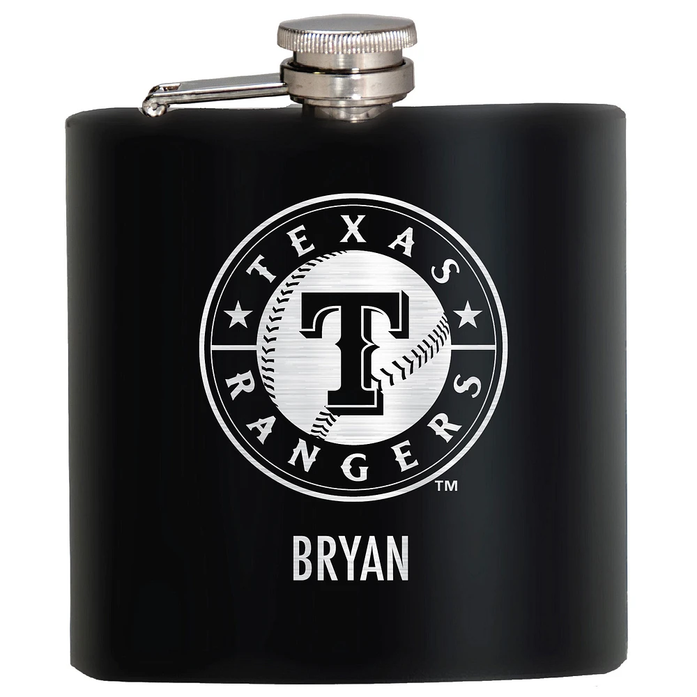 Black Texas Rangers 6oz. Personalized Stealth Hip Flask