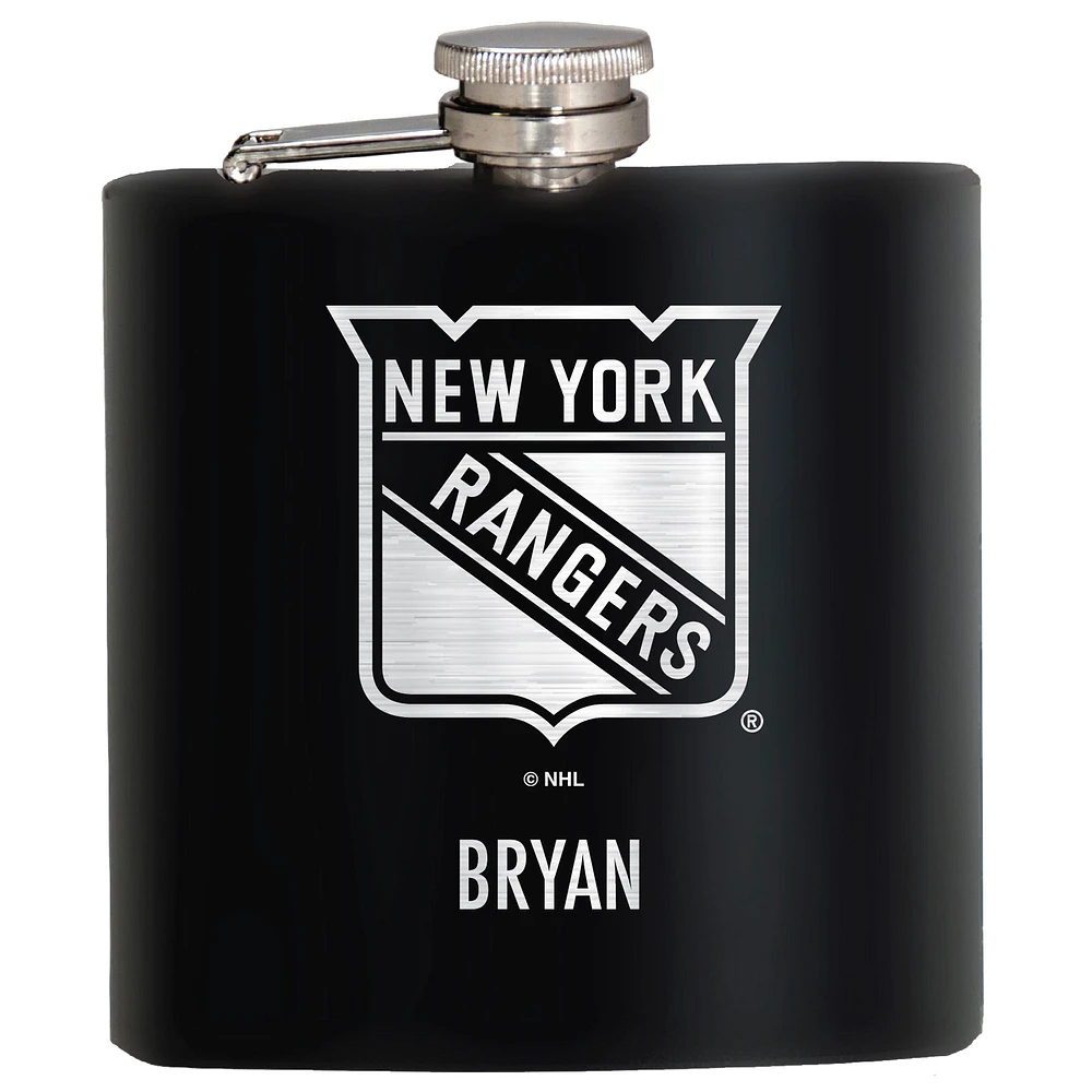 Black New York Rangers 6oz. Personalized Stealth Hip Flask