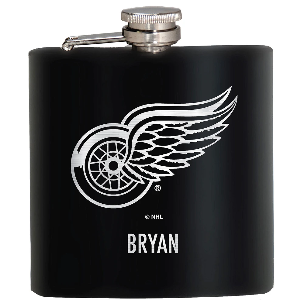 Black Detroit Red Wings 6oz. Personalized Stealth Hip Flask