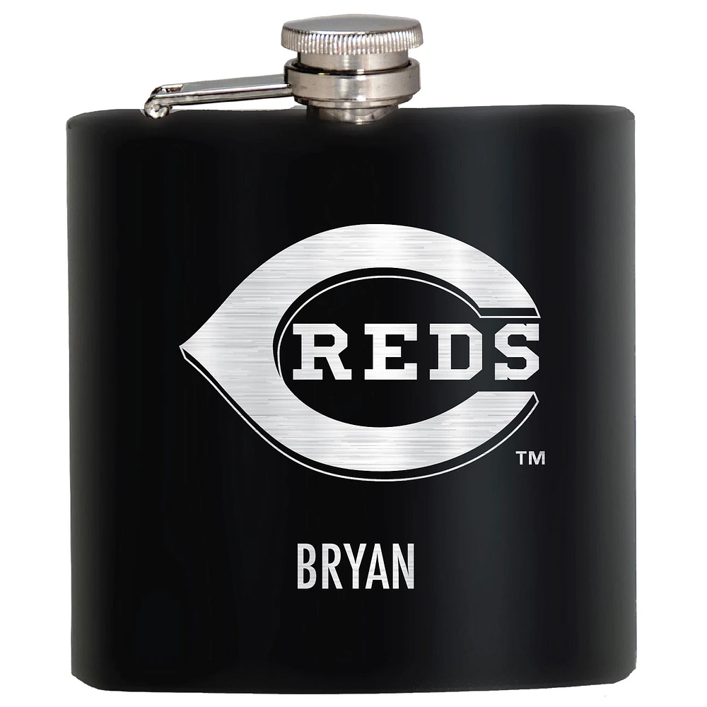 Black Cincinnati Reds 6oz. Personalized Stealth Hip Flask