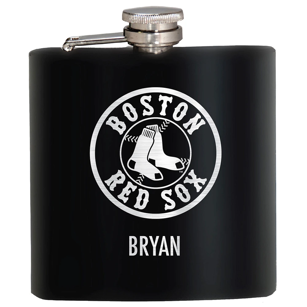 Black Boston Red Sox 6oz. Personalized Stealth Hip Flask