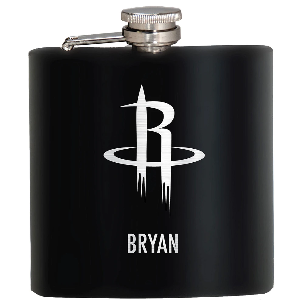 Black Houston Rockets 6oz. Personalized Stealth Hip Flask