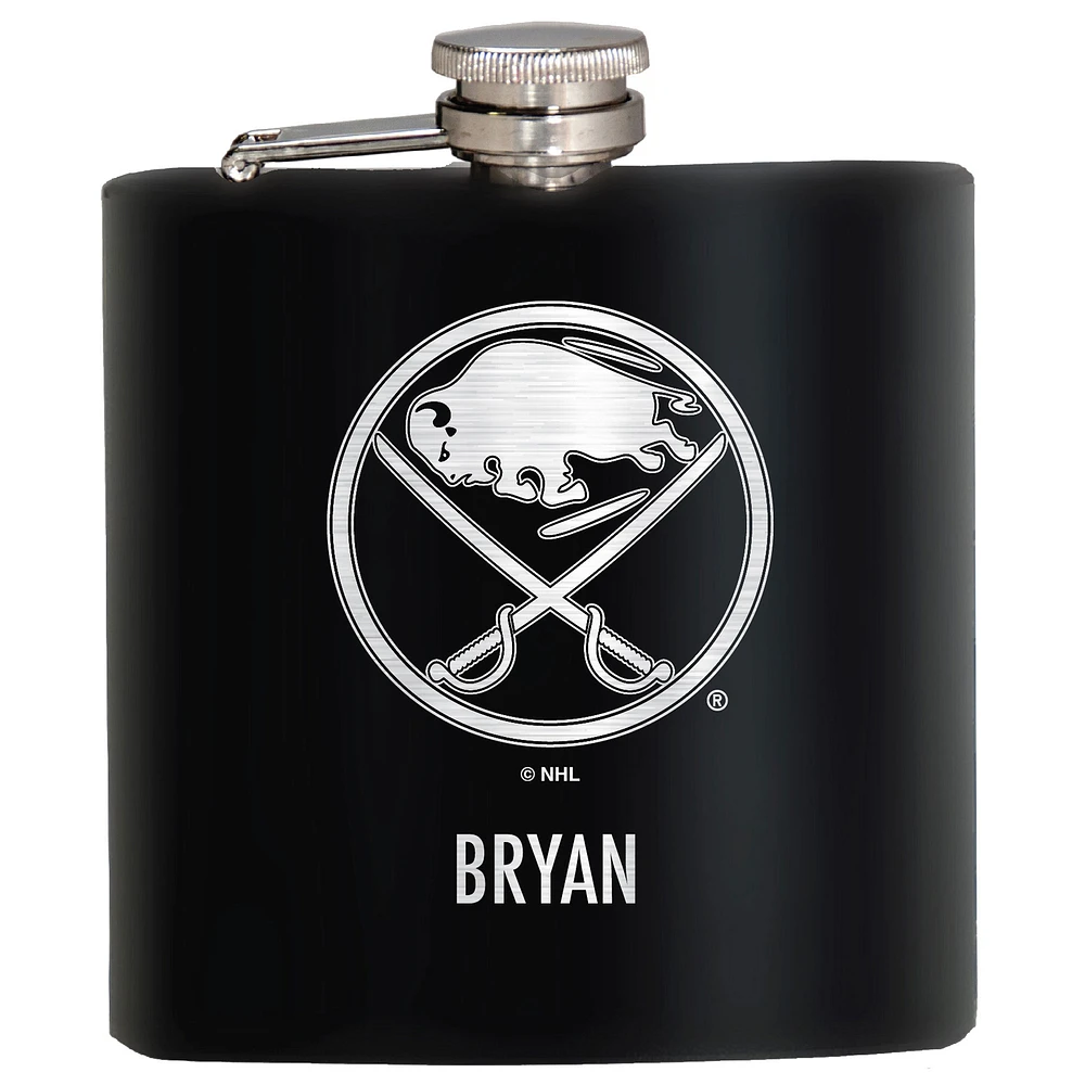 Black Buffalo Sabres 6oz. Personalized Stealth Hip Flask