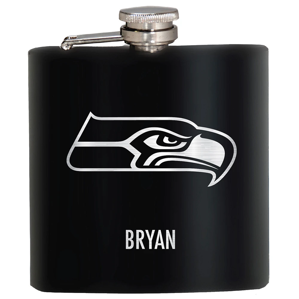 Black Seattle Seahawks 6oz. Personalized Stealth Hip Flask
