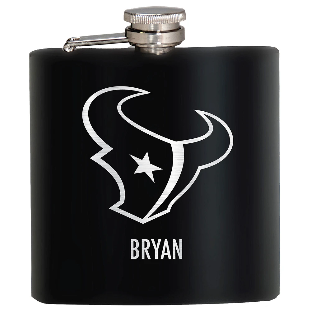 Black Houston Texans 6oz. Personalized Stealth Hip Flask