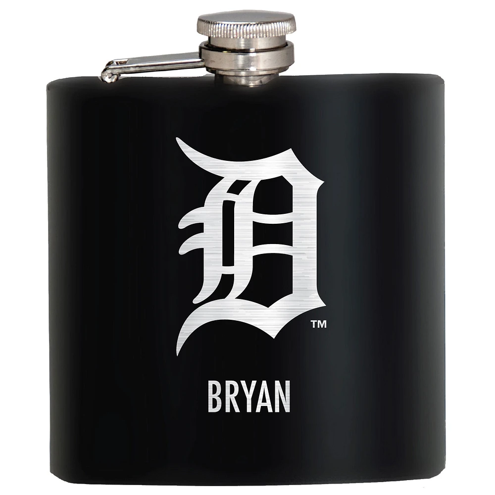 Black Detroit Tigers 6oz. Personalized Stealth Hip Flask