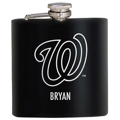 Black Washington Nationals 6oz. Personalized Stealth Hip Flask