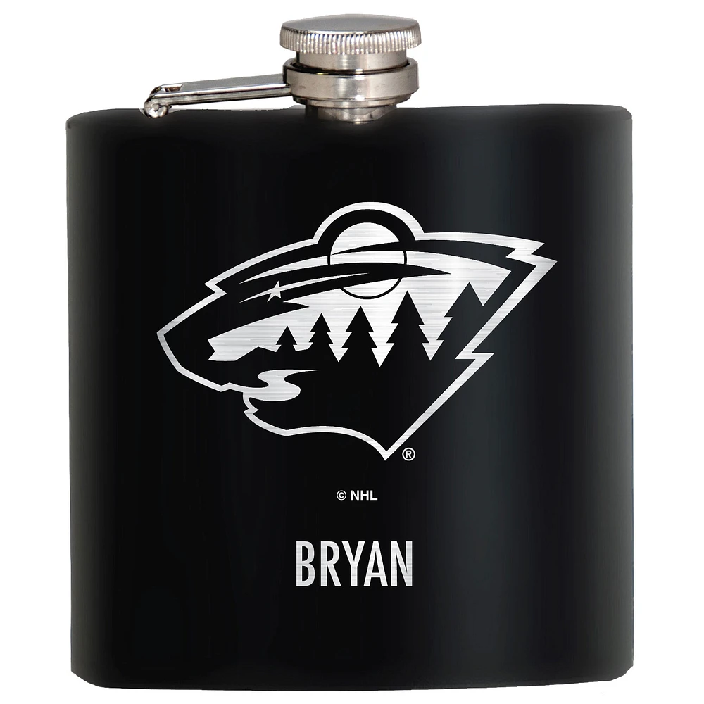 Black Minnesota Wild 6oz. Personalized Stealth Hip Flask