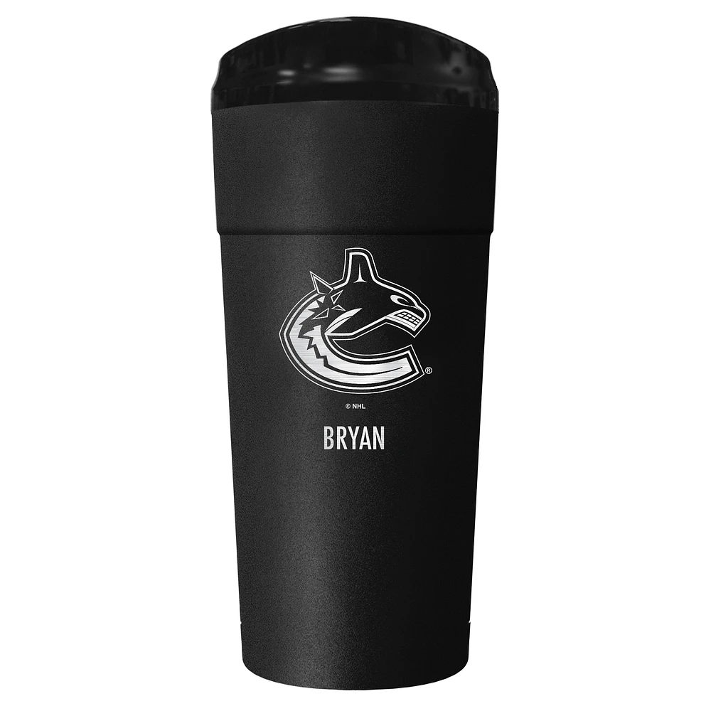 Black Vancouver Canucks 24oz. Personalized Stealth Travel Tumbler
