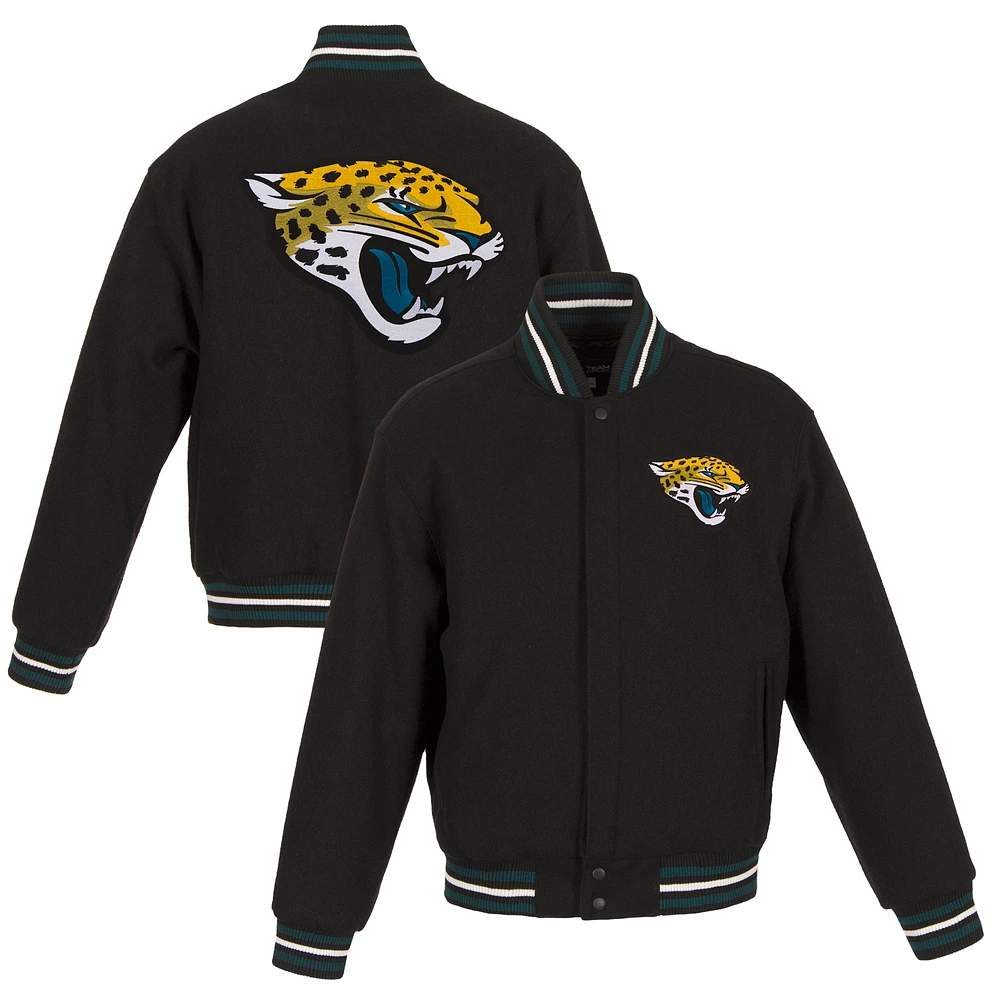 Men's JH Design Black Jacksonville Jaguars Big & Tall Wool Full-Snap Jacket