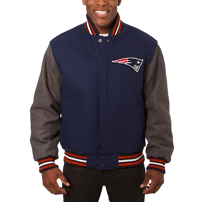 Men's JH Design Navy/Gray New England Patriots Big & Tall Wool Full-Snap Jacket