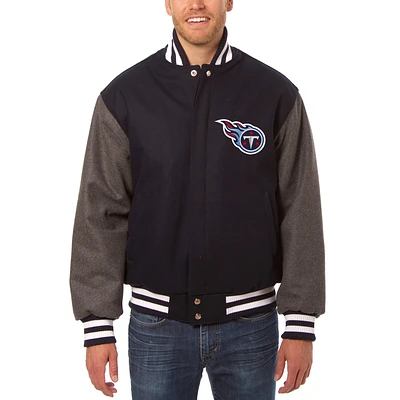 Men's JH Design Navy/Gray Tennessee Titans Big & Tall Wool Full-Snap Jacket