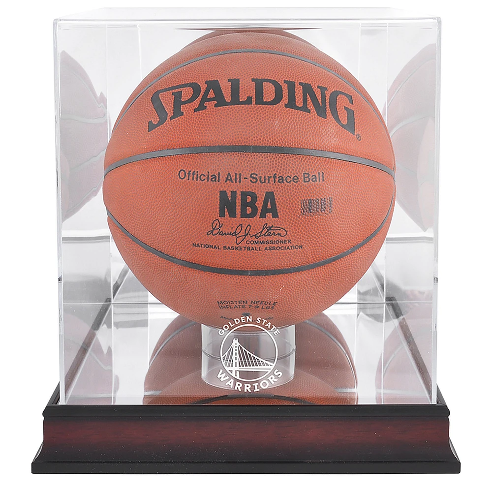 Golden State Warriors Mahogany (2019-Present) Team Logo Basketball Display Case with Mirrored Back