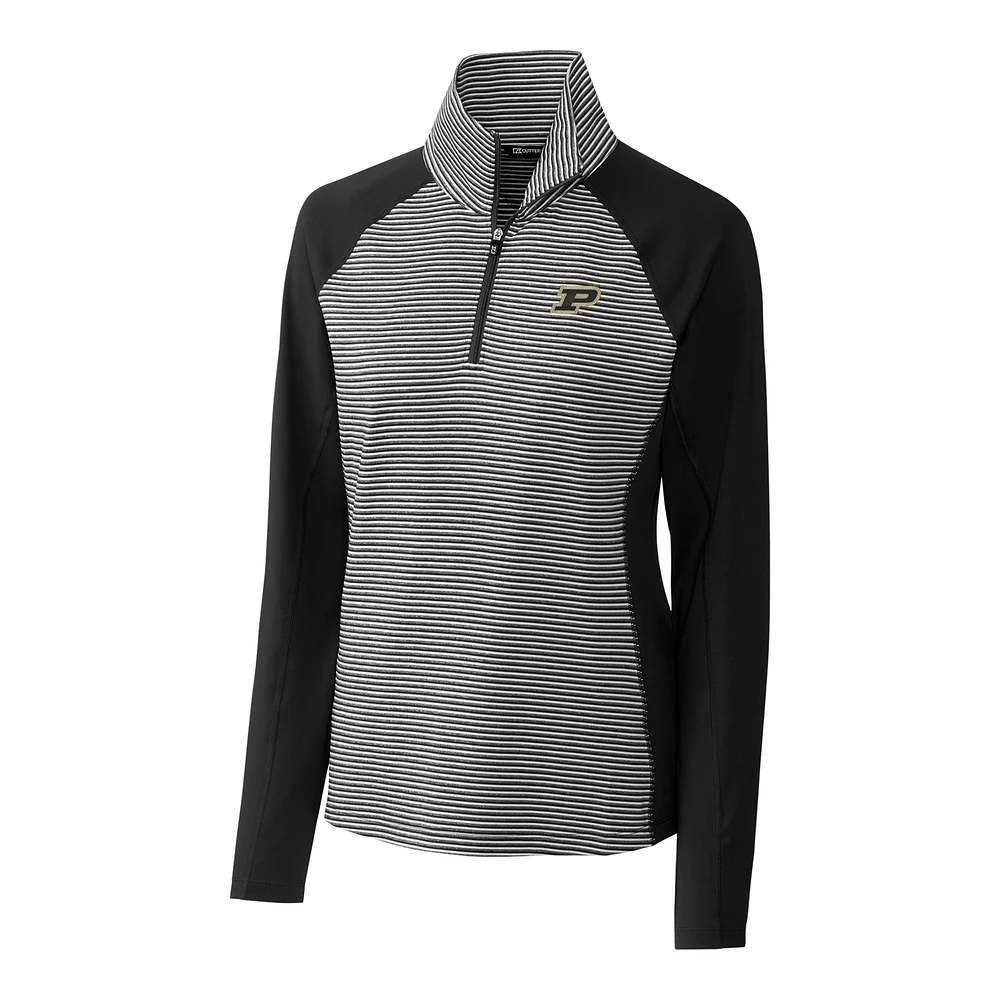 Women's Cutter & Buck Black Purdue Boilermakers Forge Tonal Half-Zip Pullover Jacket