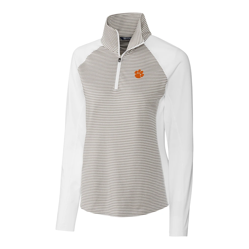 Women's Cutter & Buck Gray Clemson Tigers Forge Tonal Half-Zip Pullover Jacket