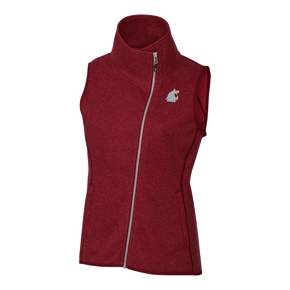 Women's Cutter & Buck Crimson Washington State Cougars Mainsail Full-Zip Vest