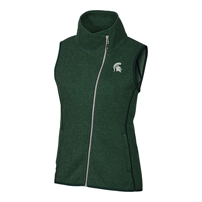 Women's Cutter & Buck Green Michigan State Spartans Mainsail Full-Zip Vest