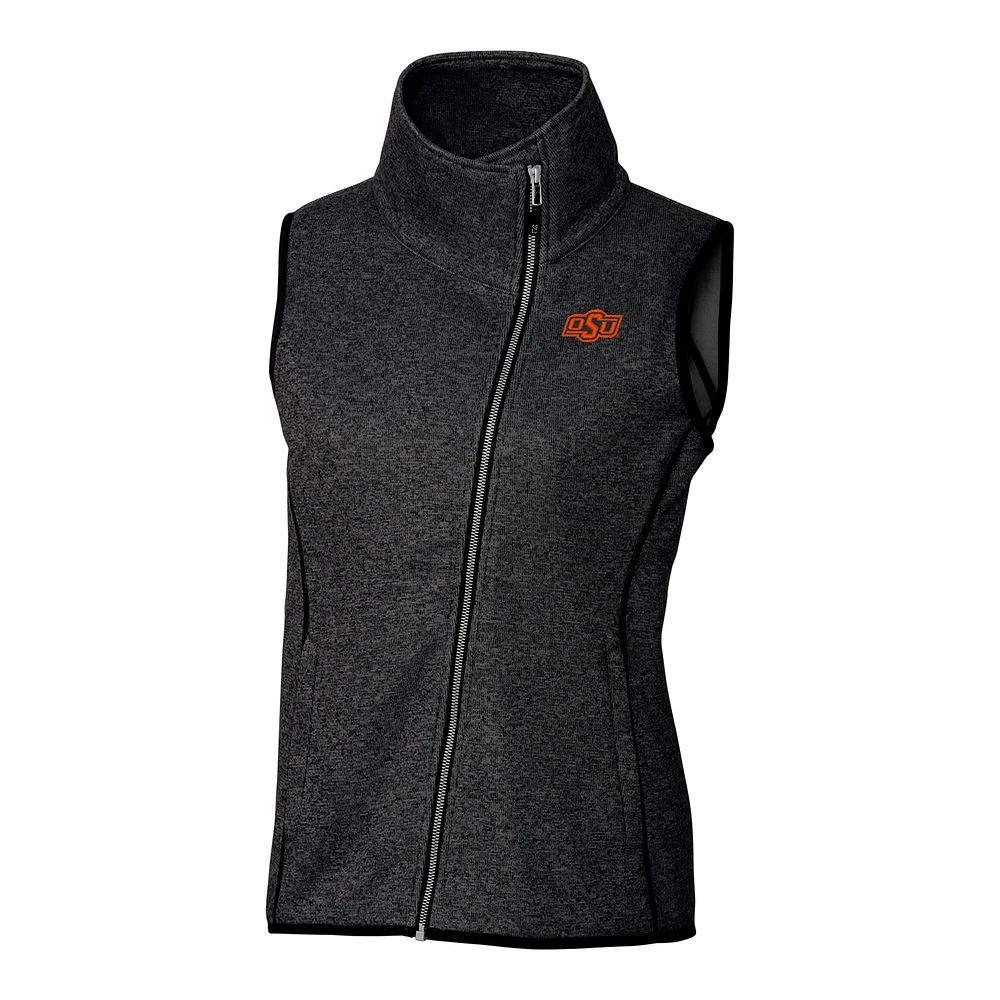 Women's Cutter & Buck Heathered Charcoal Oklahoma State Cowboys Mainsail Full-Zip Vest