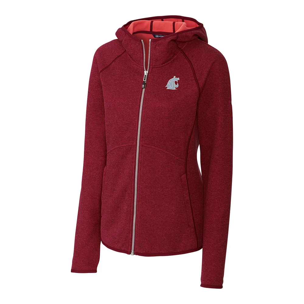 Women's Cutter & Buck Crimson Washington State Cougars Mainsail Hooded Full-Zip Jacket