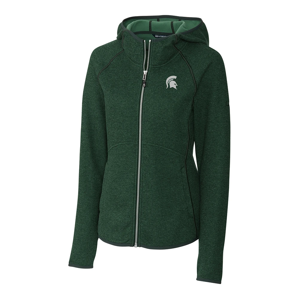 Women's Cutter & Buck Green Michigan State Spartans Mainsail Hooded Full-Zip Jacket