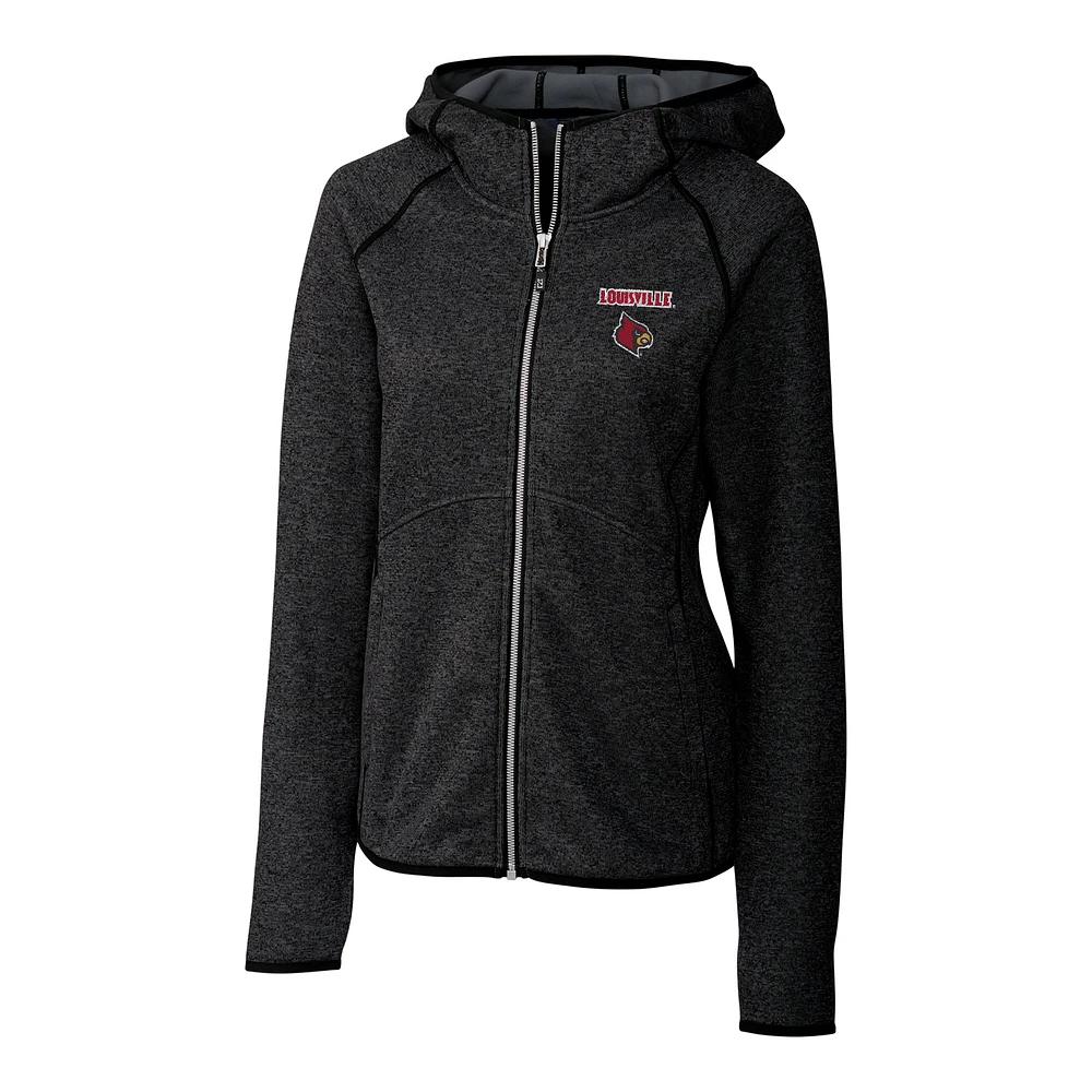 Women's Cutter & Buck Gray Louisville Cardinals Mainsail Hooded Full-Zip Jacket
