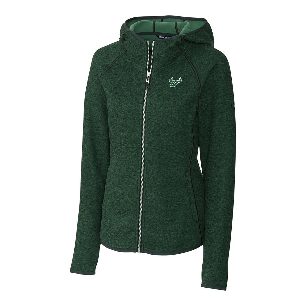 Women's Cutter & Buck Green South Florida Bulls Mainsail Hooded Full-Zip Jacket
