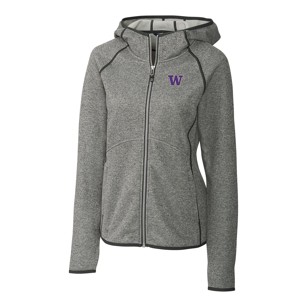 Women's Cutter & Buck Gray Washington Huskies Mainsail Hooded Full-Zip Jacket