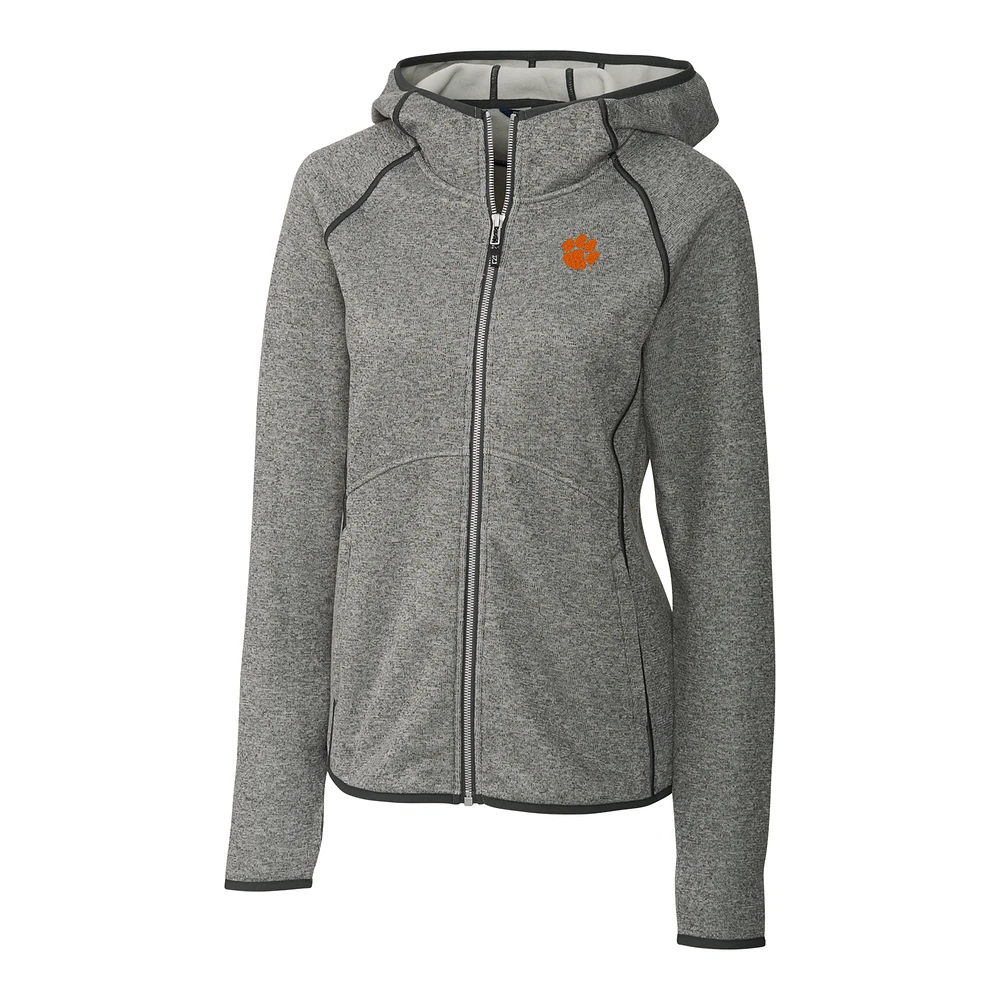 Women's Cutter & Buck Gray Clemson Tigers Mainsail Hooded Full-Zip Jacket