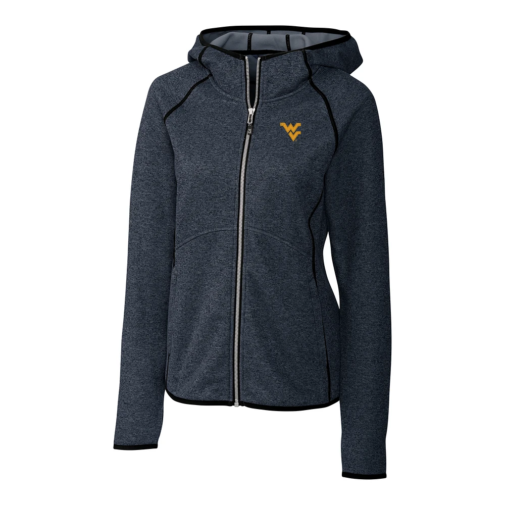 Women's Cutter & Buck Navy West Virginia Mountaineers Mainsail Hooded Full-Zip Jacket