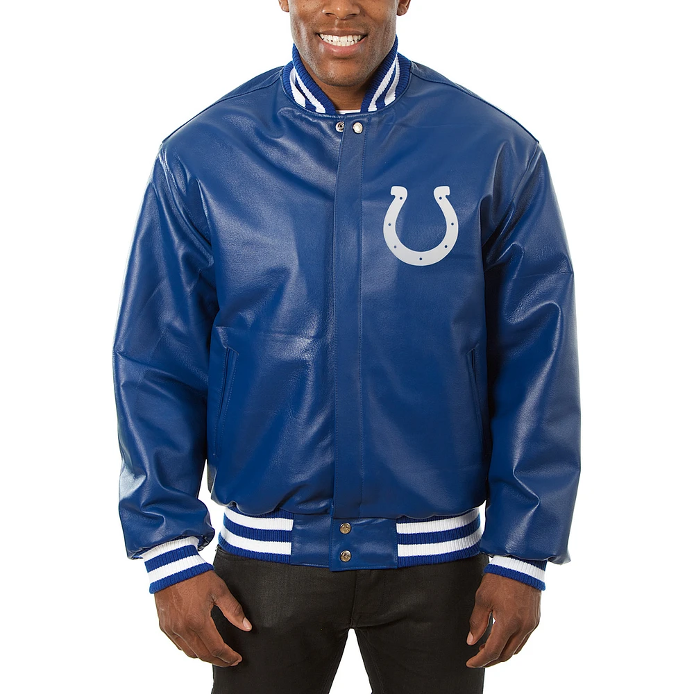 Men's JH Design Royal Indianapolis Colts Leather Full-Snap Jacket