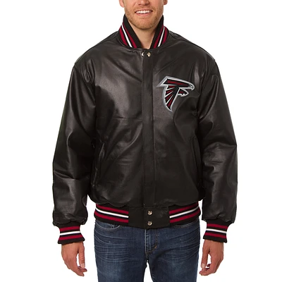 Men's JH Design Black Atlanta Falcons Leather Full-Snap Jacket