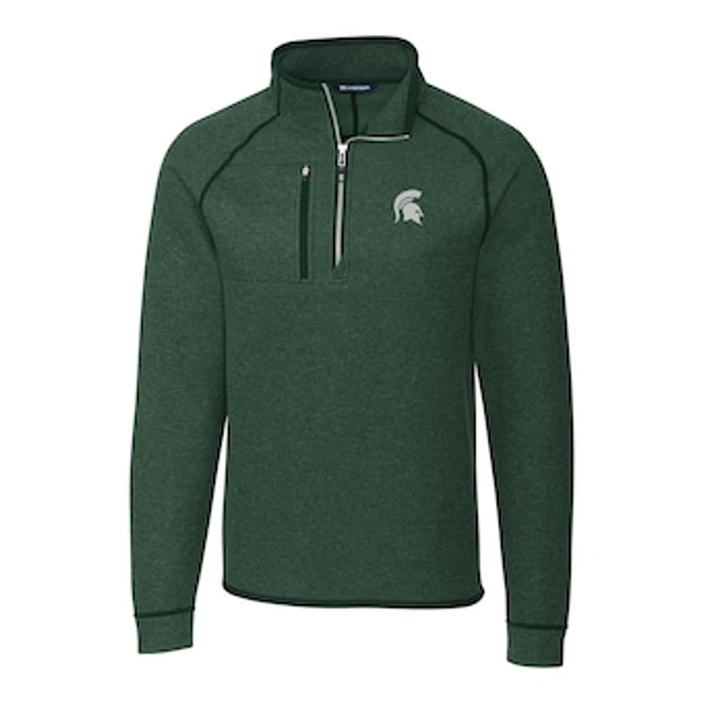 Men's Cutter & Buck Green Michigan State Spartans Mainsail Half-Zip Pullover Jacket