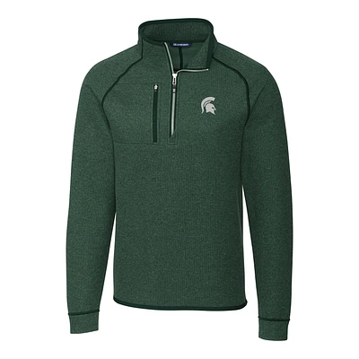 Men's Cutter & Buck Green Michigan State Spartans Mainsail Half-Zip Pullover Jacket