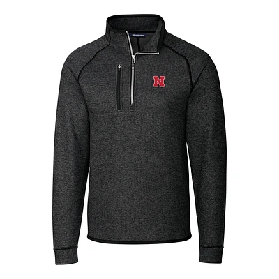 Men's Cutter & Buck Charcoal Nebraska Huskers Mainsail Half-Zip Pullover Jacket