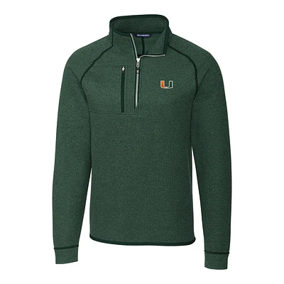 Men's Cutter & Buck Green Miami Hurricanes Mainsail Half-Zip Pullover Jacket