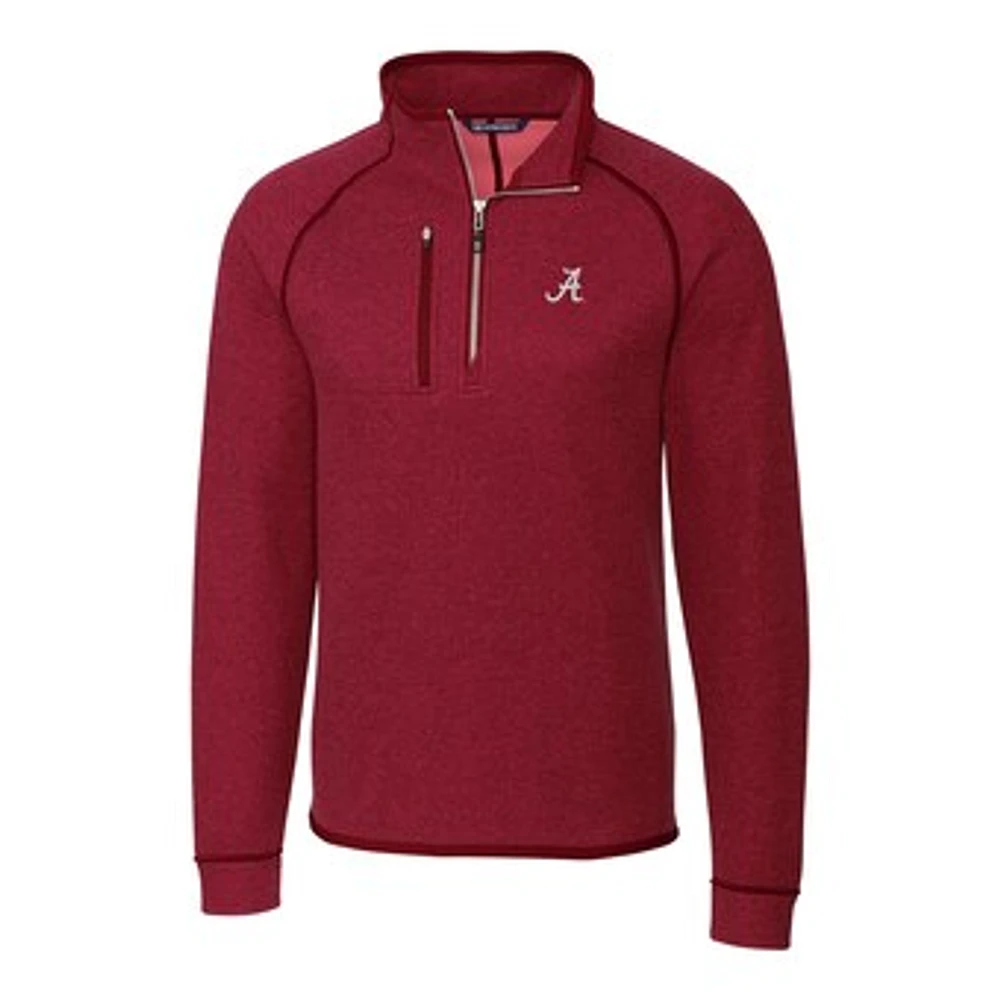 Men's Cutter & Buck Crimson Alabama Tide Mainsail Half-Zip Pullover Jacket