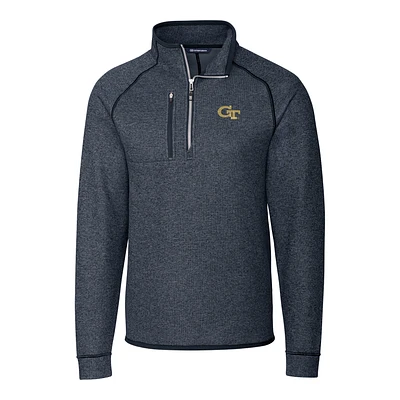 Men's Cutter & Buck Navy GA Tech Yellow Jackets Mainsail Half-Zip Pullover Jacket