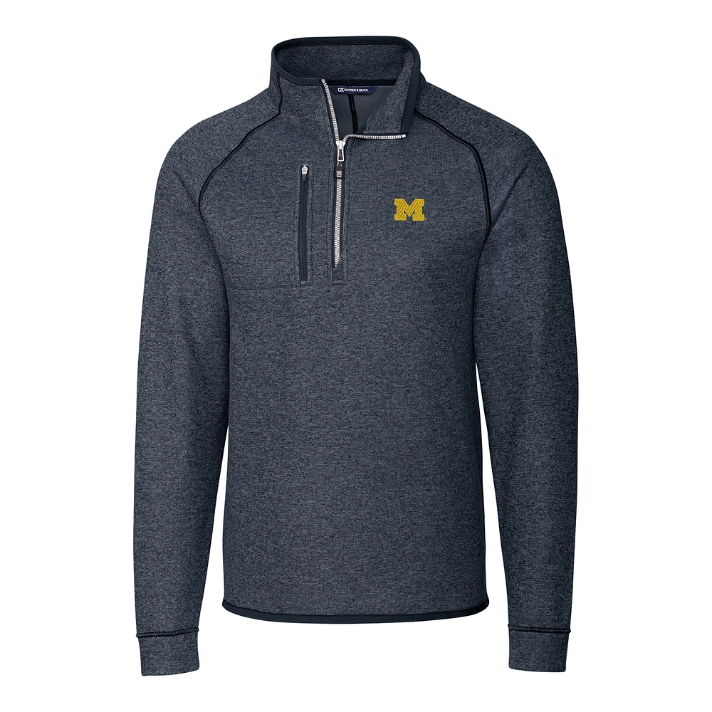 Men's Cutter & Buck Navy Michigan Wolverines Mainsail Half-Zip Pullover Jacket