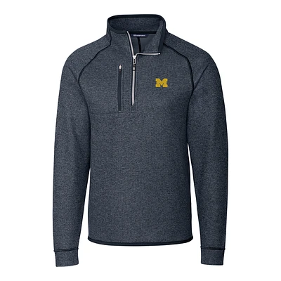 Men's Cutter & Buck Navy Michigan Wolverines Mainsail Half-Zip Pullover Jacket