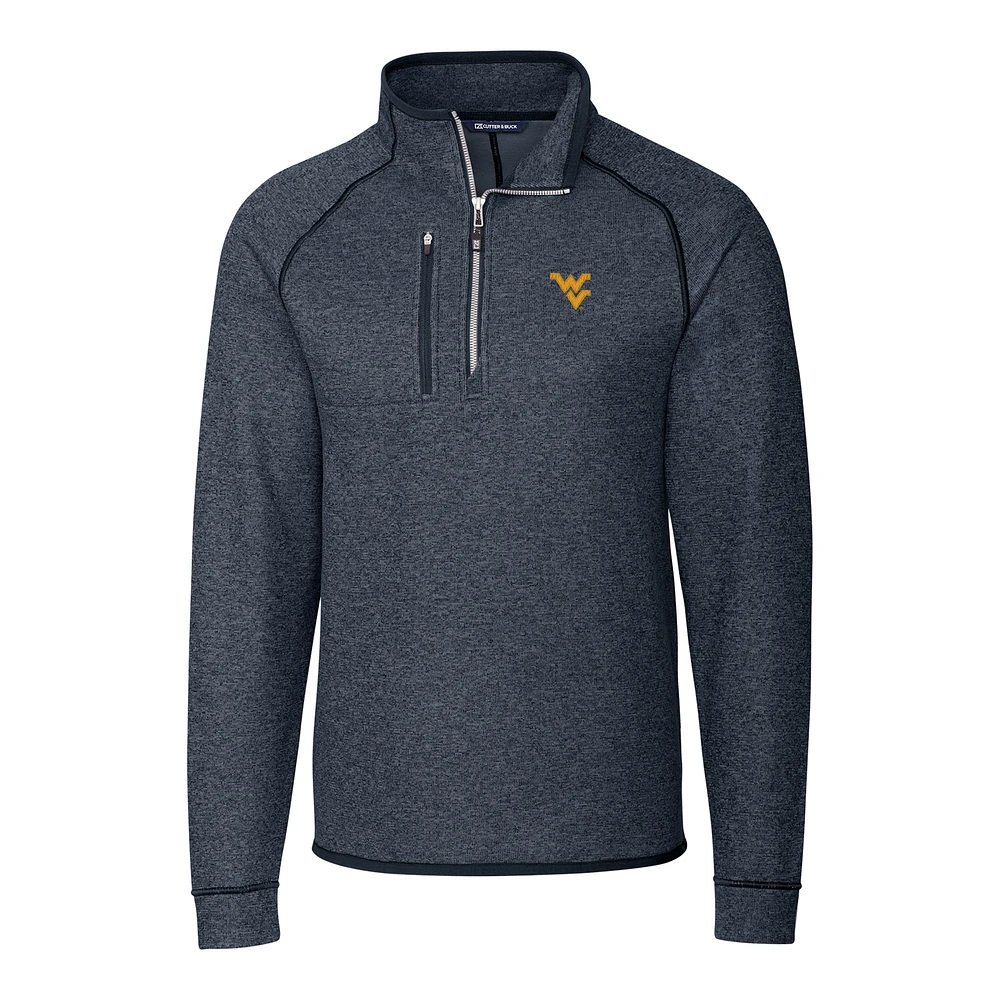 Men's Cutter & Buck Navy West Virginia Mountaineers Mainsail Half-Zip Pullover Jacket