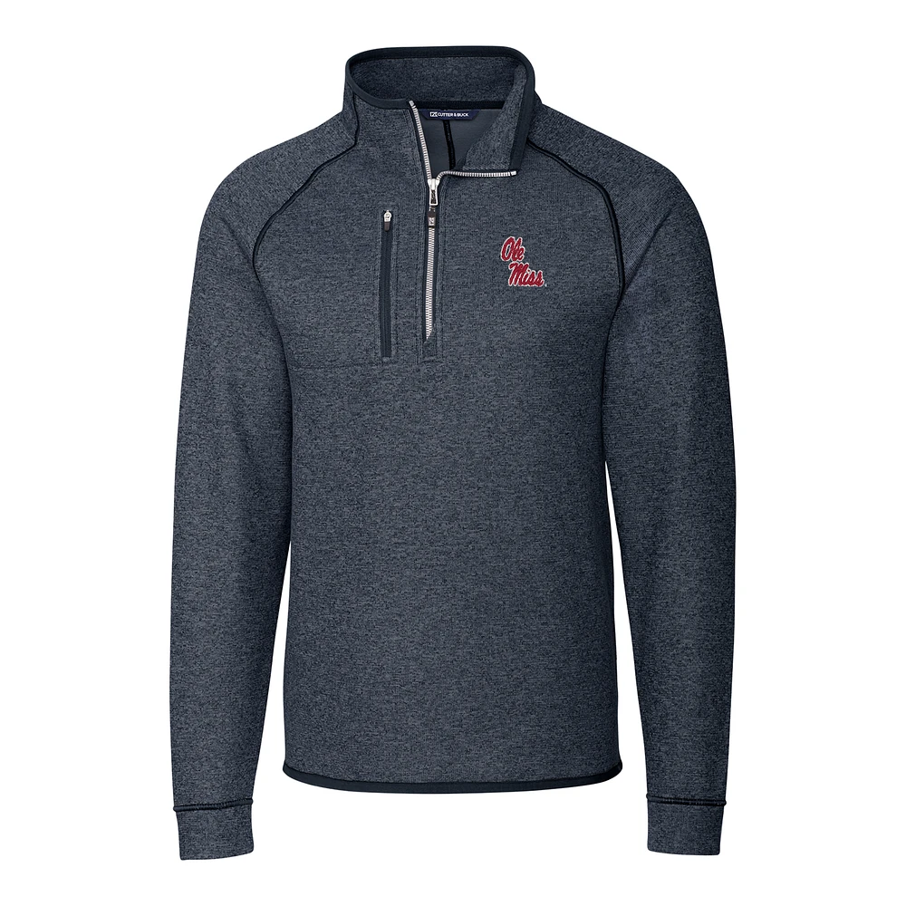 Men's Cutter & Buck Navy Ole Miss Rebels Mainsail Half-Zip Pullover Jacket