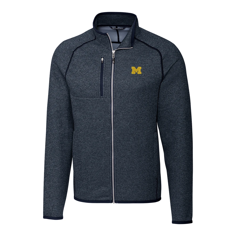 Men's Cutter & Buck Navy Michigan Wolverines Mainsail Full-Zip Jacket