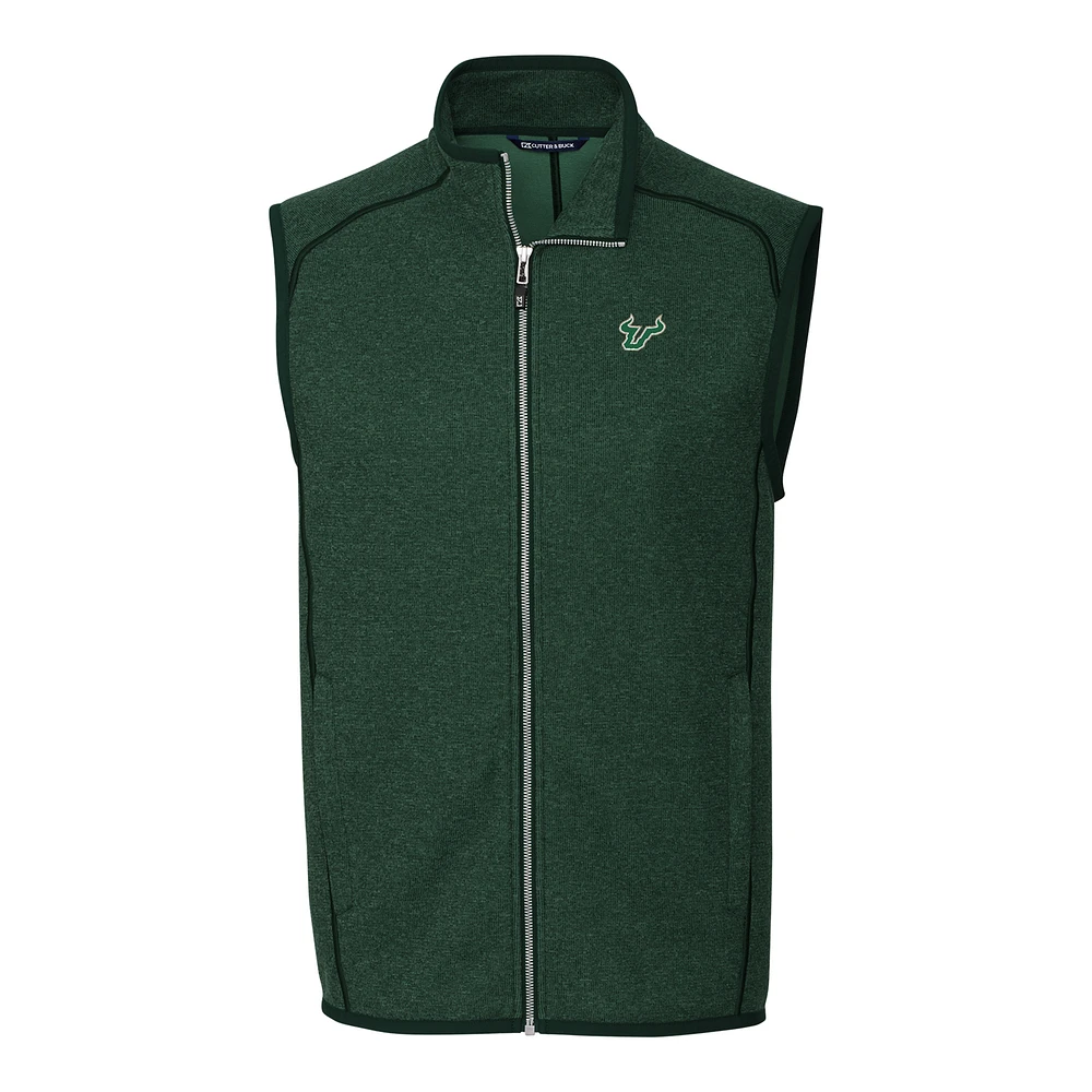 Men's Cutter & Buck Green South Florida Bulls Mainsail Full-Zip Vest
