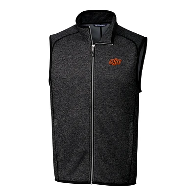 Men's Cutter & Buck Charcoal Oklahoma State Cowboys Mainsail Full-Zip Vest