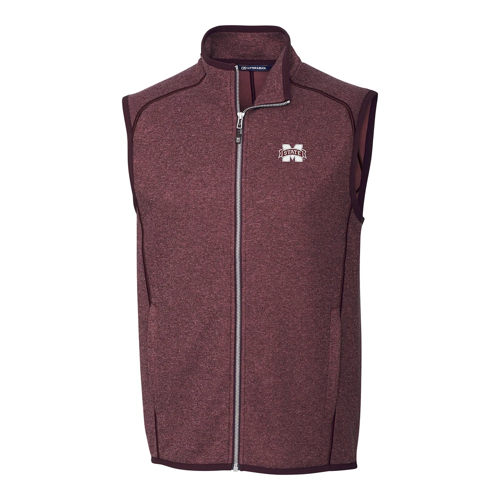 Men's Cutter & Buck Maroon Mississippi State Bulldogs Mainsail Full-Zip Vest