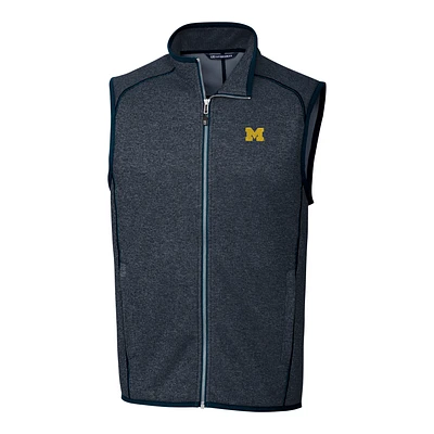 Men's Cutter & Buck Navy Michigan Wolverines Mainsail Full-Zip Vest